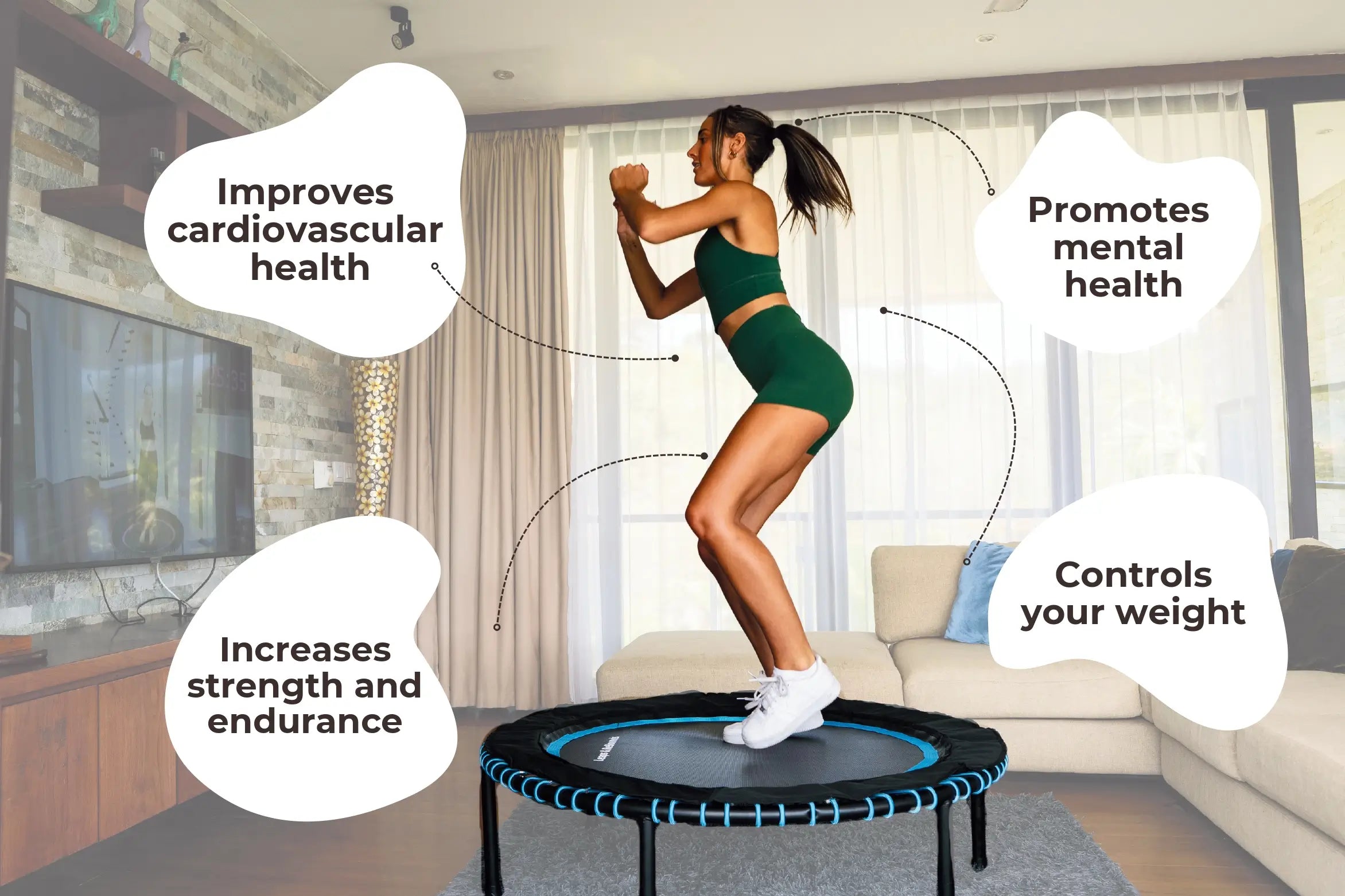 Mini Trampoline Rebounder for Adults - Fitness Trampoline